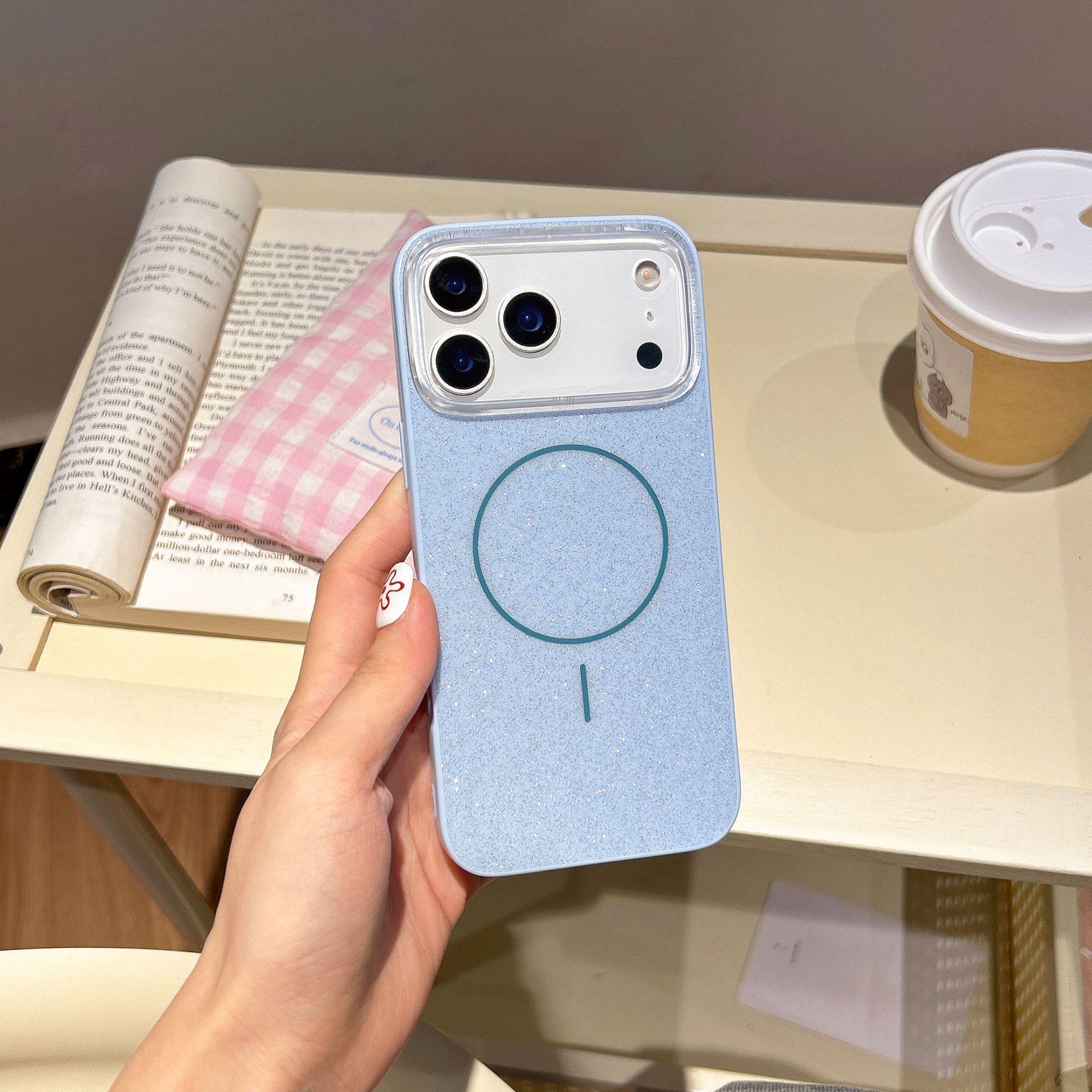 

Starry Glitter iPhone Case: Magnetic Full Coverage for iPhone 17 PM & 16 Pro Max, Large Hole Design for Women 14 синий
