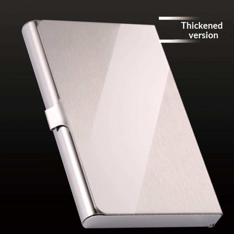 Water-Resistant Stainless Steel Business Card Holder Slim Silver Metal Pocket Case for Men Women Client Meeting Office Carry