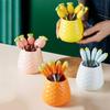 Creative Dessert Forks with Storage Jar Ceramic Fruit Forks Receipt Jar  for Tasting Salad