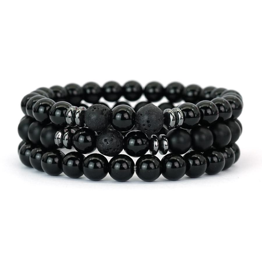 

New Fashion Men Bracelet Set 3Pcs 8mm Tiger Eyes Malachite Matte Stone Energy Healing Braslet Pulseria Homme Wrap Braclet Beaded
