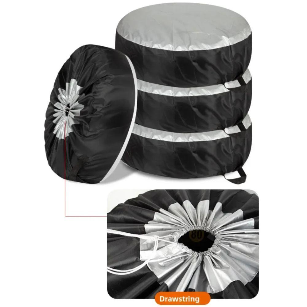 210D Oxford Cloth Tire Cover Case Silver Black Tire Protective Cover  Universal