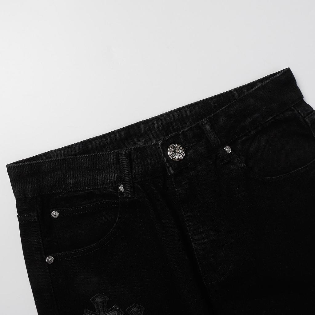 9930 CHROME HEARTS Pánske a dámske trendy džínsy v americkom štýle s látkovými nášivkami, ležérne a módne pouličné nohavice
