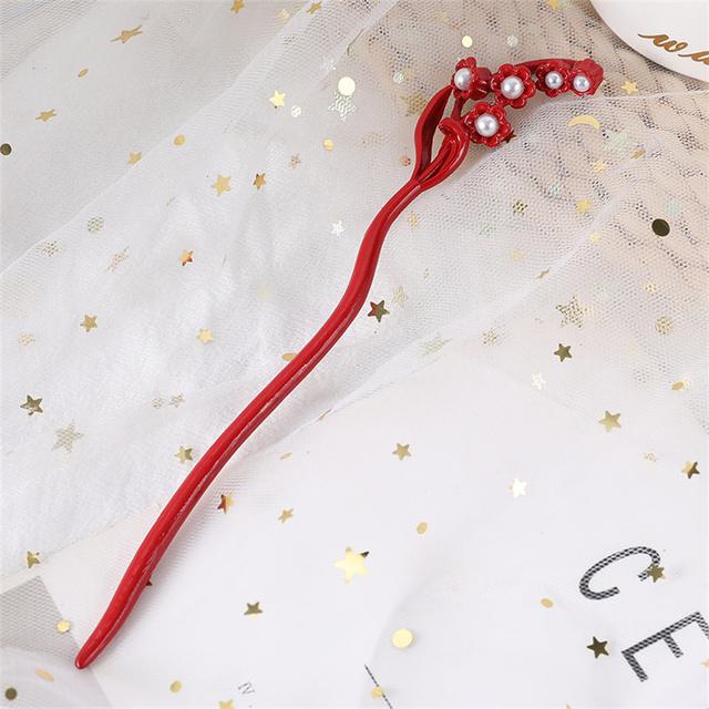 Chinese Punk Ruby Pendant Sword Hairpin Fashion Simple Modern Headdress Back Of The Head Pan Hair Ornament Fashion Retro New