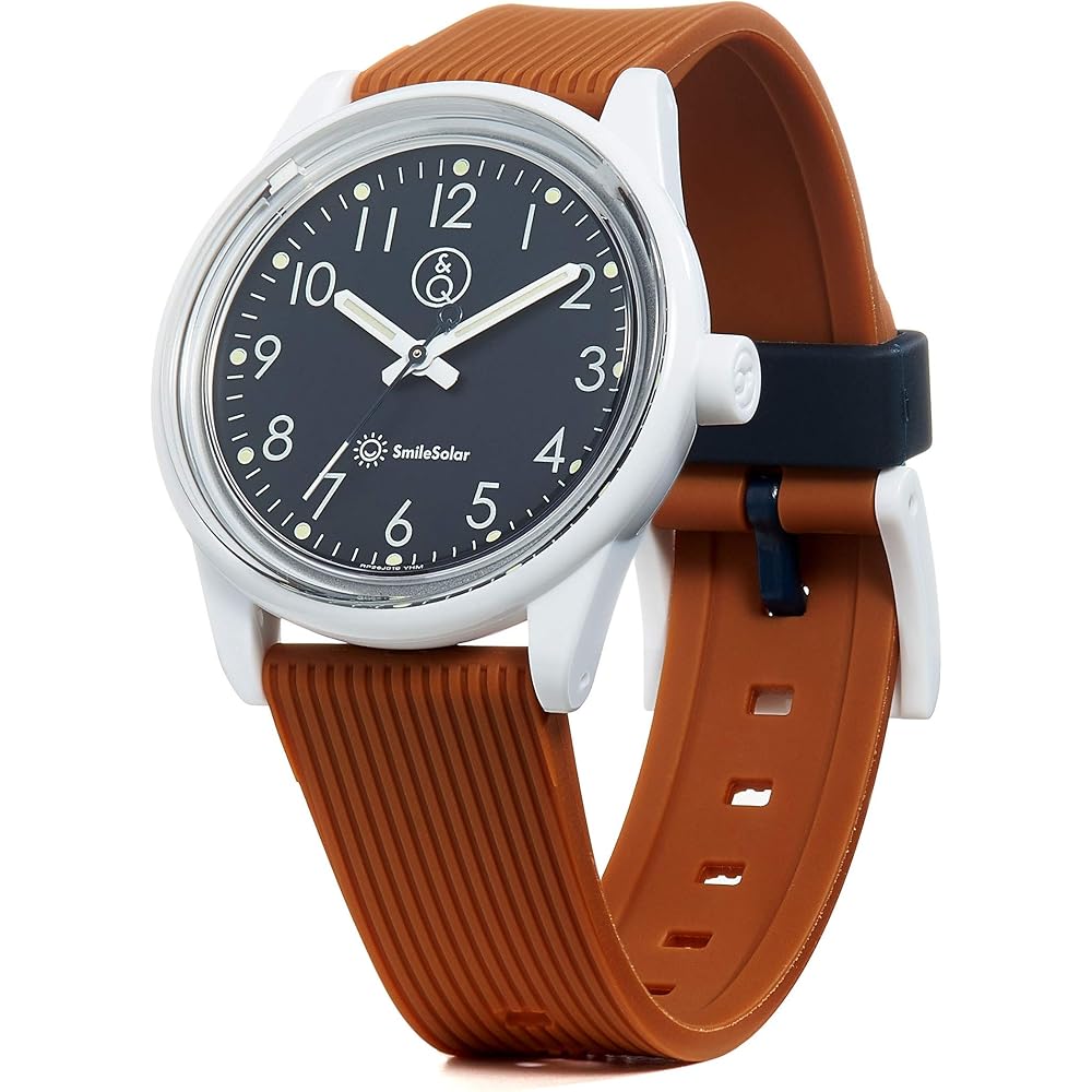 QQ SmileSolar Analog Solar Watch Waterproof with Urethane Strap Brown for Women