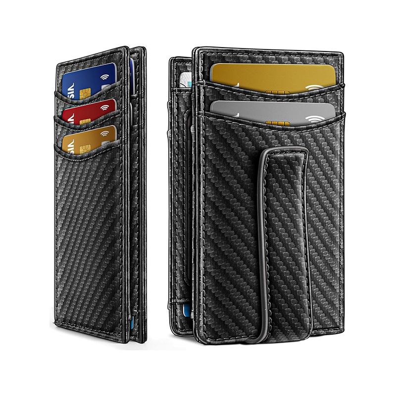 Men's Bi-Fold Card Holder Wallet Large Capacity Magnetic Money Clip Minimalist Credit Card Case