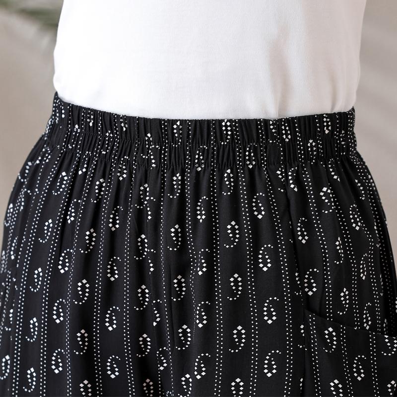 Summer Wide Leg Pants Woman Clothes Elastic Waist Elegant Casual Summer Pants