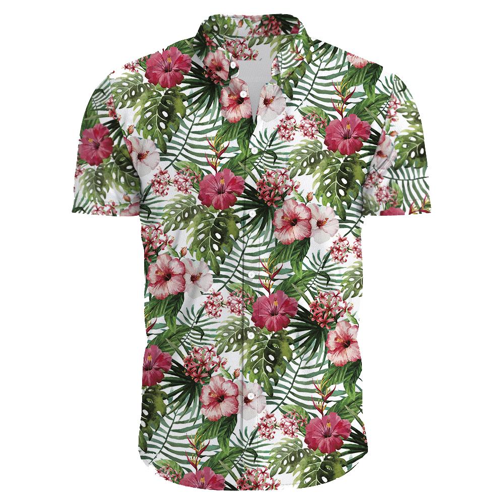 Summer Men s Casual Floral Print Short Sleeve Top Hawaiian Shirt For Mens Clothes Daily  High Quality Lapel Oversized S