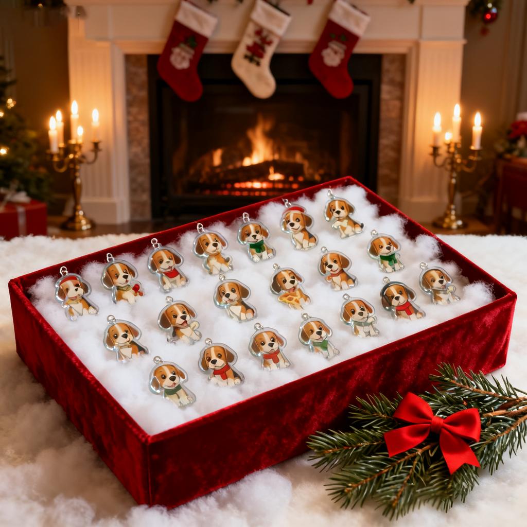 2D Flat Acrylic Mystery Box 24pcs Pendant With Airplane Box Funny Christmas Countdown Calendar