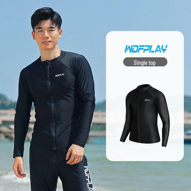 

Мужской быстросохнущий костюм для дайвинга и серфинга: Длинный рукав, разрезной дизайн, солнцезащитный крем, защита от медуз, облегающий крой, на молнии. XXXL for 80-90kg