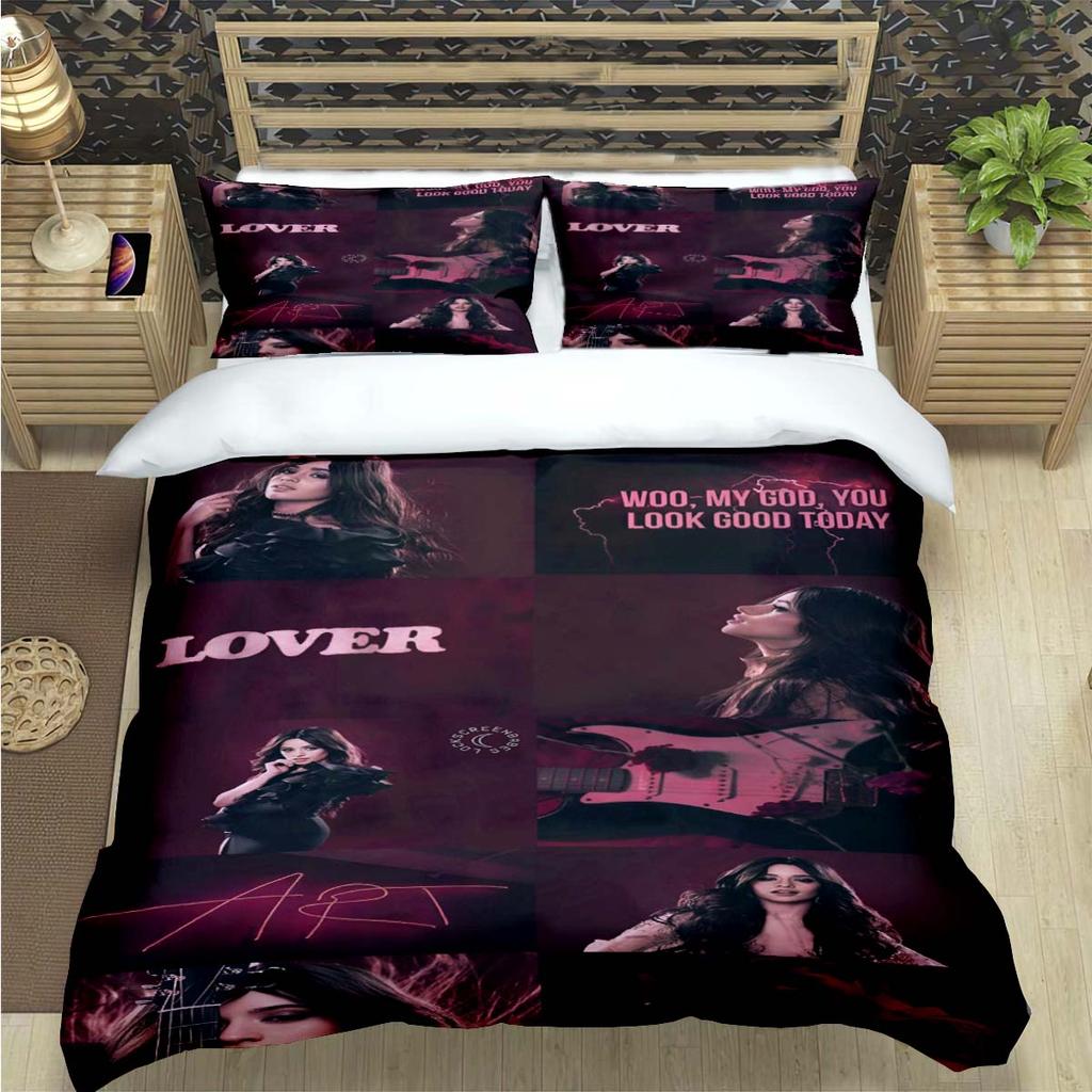 Popular Famous Singer C-Camila Cabello Print Bedding Sets Bed Supplie Set Comforter Set Teens Girls Twin Single Kid Gift