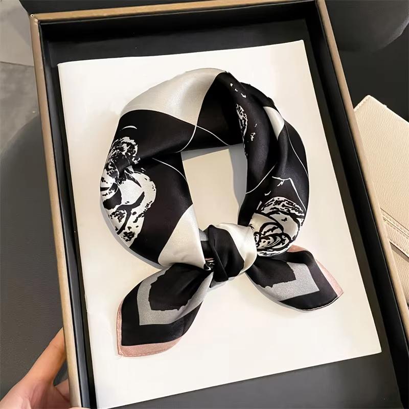 Fashion 100% Real Silk Scarf 53cm Square Bandelet Women's Silk Temperament Small Scarf Neck Decorative Wrap Printed Scarves