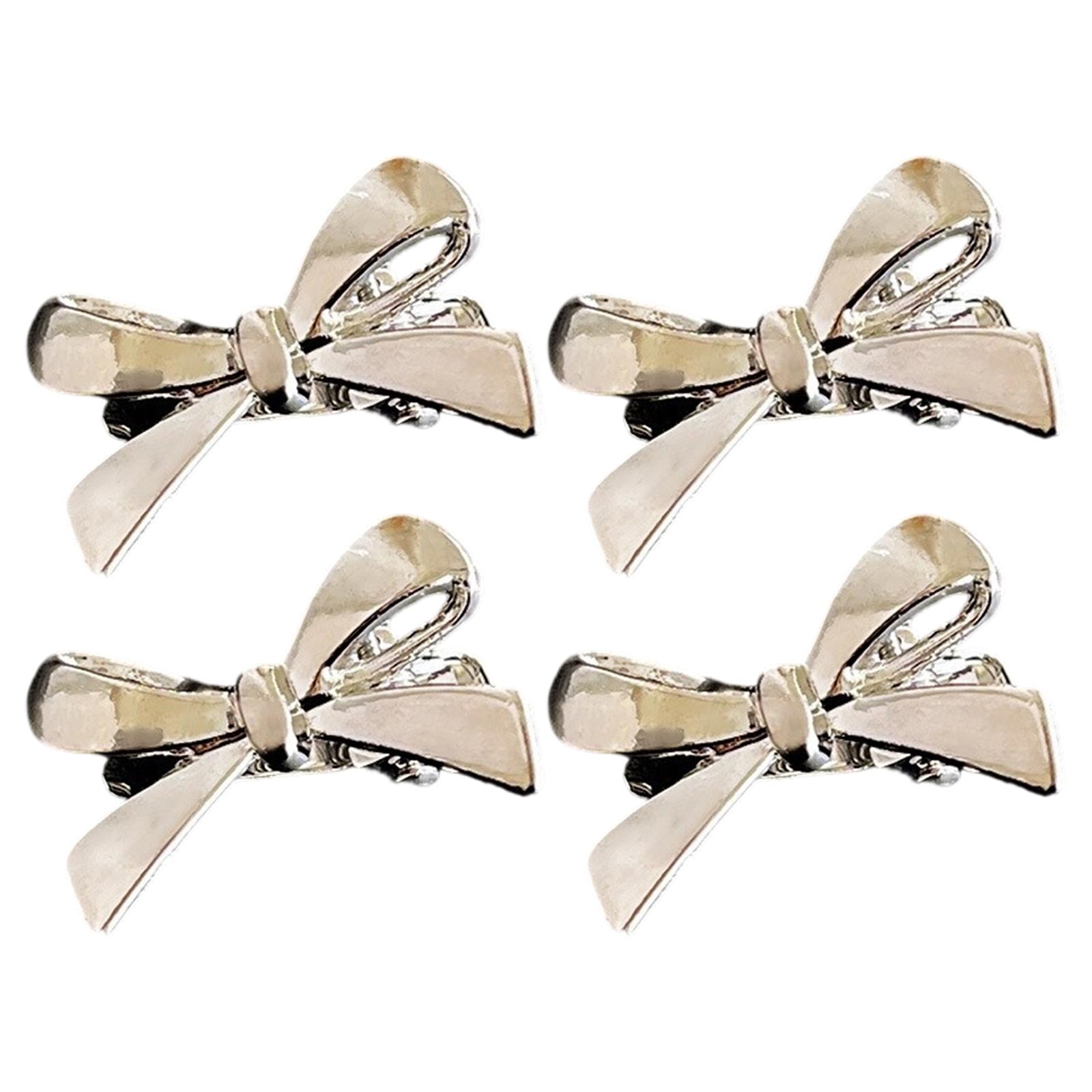

4Pcs Sweet And Edgy Bows Plastic Hair Clip For Women Hair Decors Gentle On Hair Multiple Colors For Everyday Party Date срібний