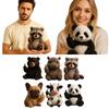 Soft Emotional Support Plush Toy Realistic Cow/Raccoon Cute Plush Toy Doll Companion Healing Panda Finger Plush Animal Toy