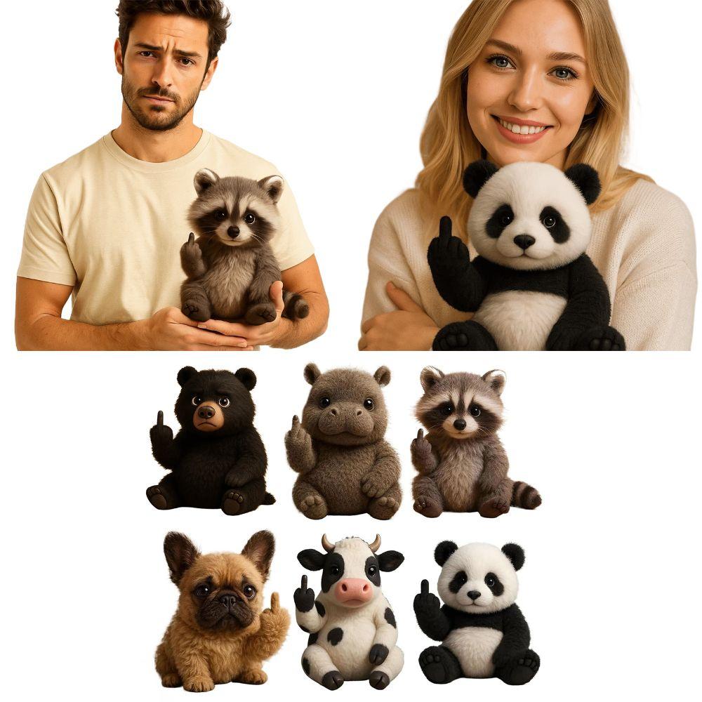 Soft Emotional Support Plush Toy Realistic Cow/Raccoon Cute Plush Toy Doll Companion Healing Panda Finger Plush Animal Toy