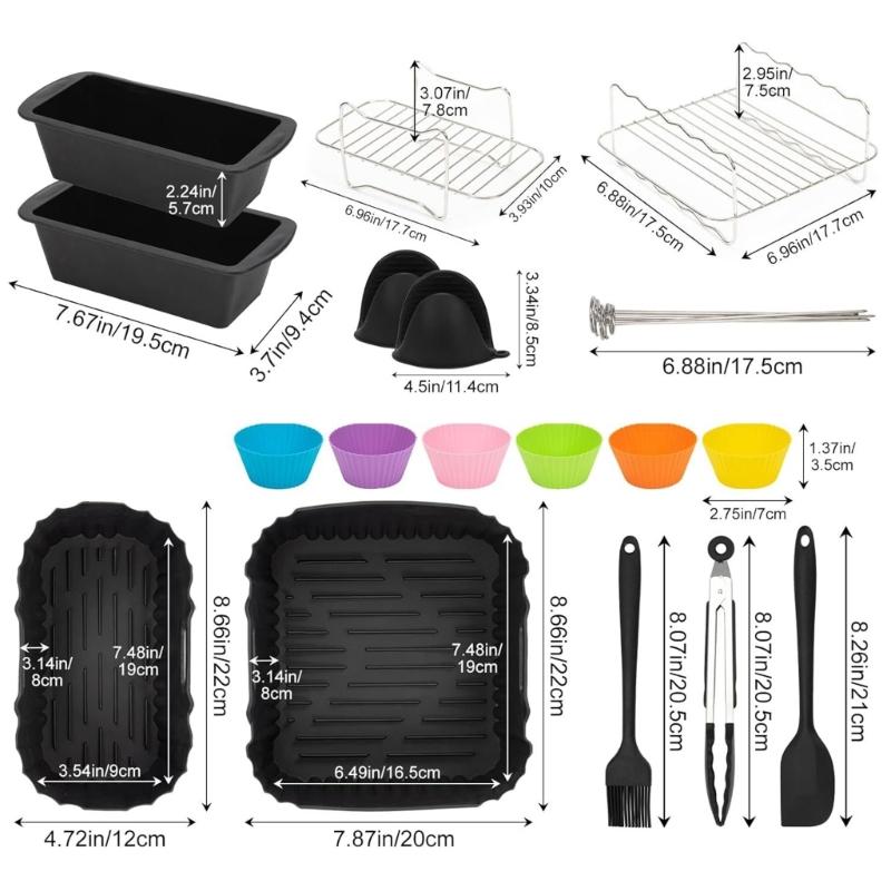Heat Resistant Baking Racks for Double Basket Air Fryers Dehydrator Racks and Silicone Molds Airfryers Accessories