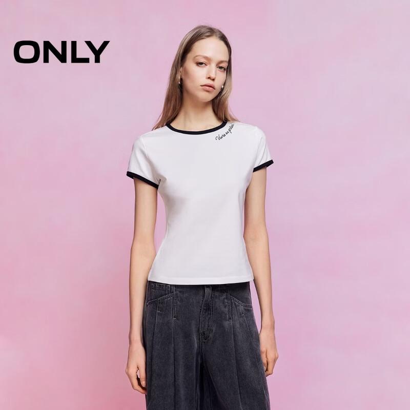 ONLY Women's Color-block Slim Fit Short Sleeve T-Shirt