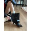 Spice Girl niche big tube circumference short tube pointed pile boots women's thin heel pleated wide tube knight boots