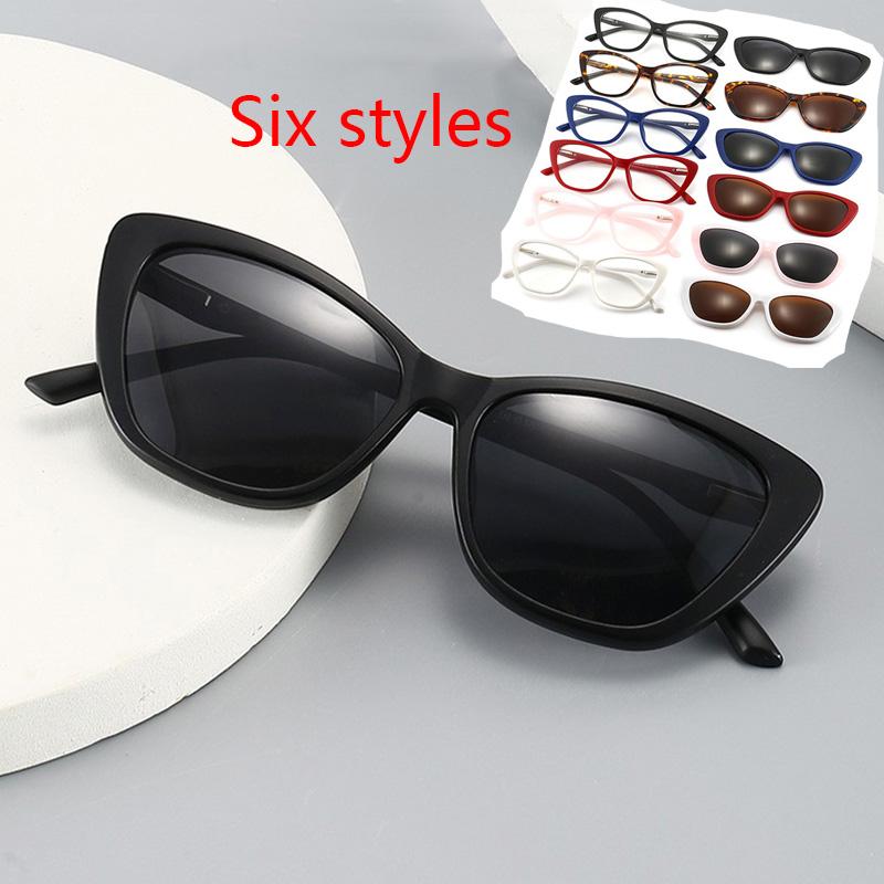 2 In 1 Spring Metal Hinge Magnetic Snap-on Sunglasses Polarized Clip Night Vision Glasses Nearsighted Sunglasses Cat Eye
