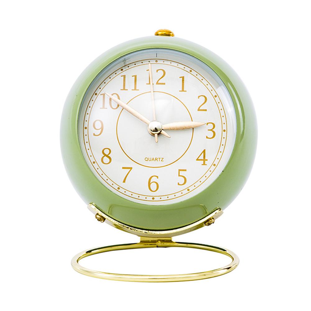 Round Alarm Clock Luminous Silent Non-ticking Electronic Desk Clock For Living Room Bedroom Decor green#0
