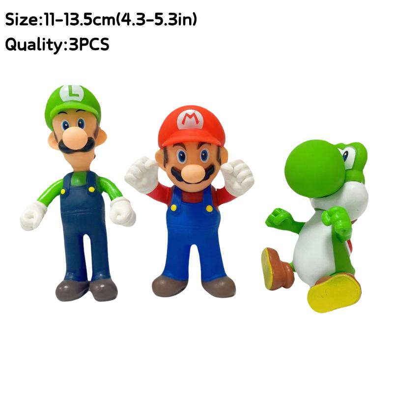3-48Pcs/Set Mario Bros Princess Peach Bowser Goomba Figures Toys Cute Anime Donkey Kong Yodhi Boo Toad Model Doll Birthday Gifts