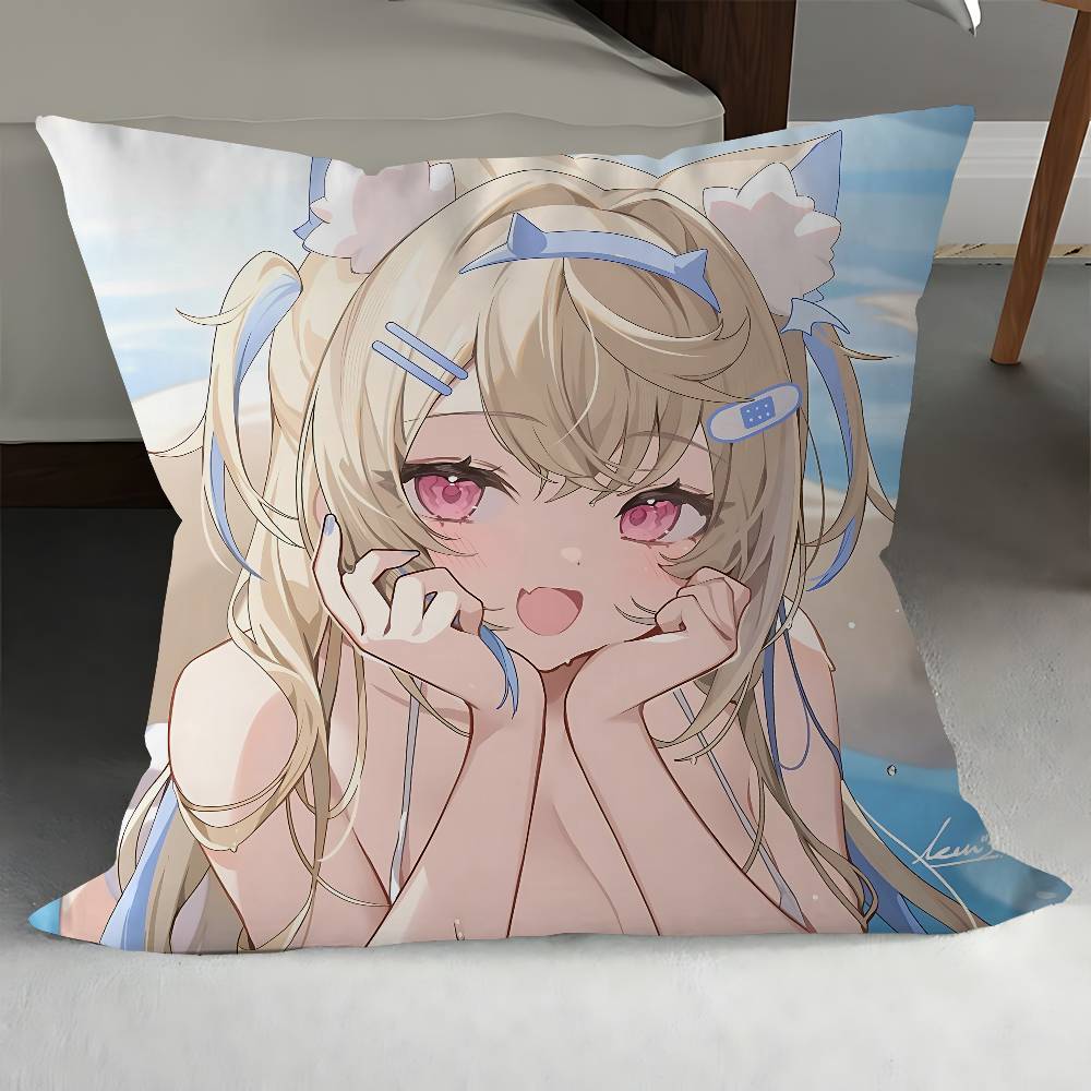 Hololive Mococo Fuwawa Abyssgard Pillow Cover For Bedroom Room And Living Room Sofa Decorative Cushion Cover