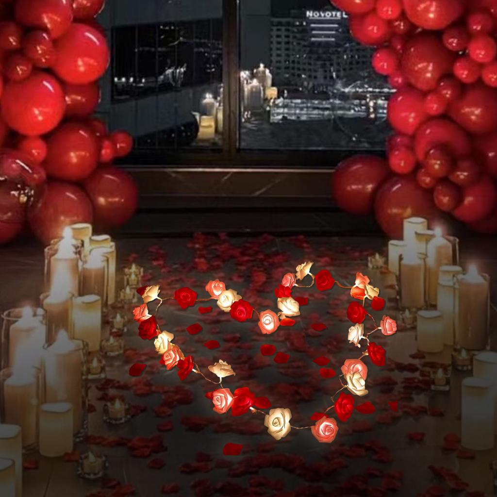 520 LED Rose String Lights, Simulated Foam Flowers, Valentine's Day Wedding Decoration