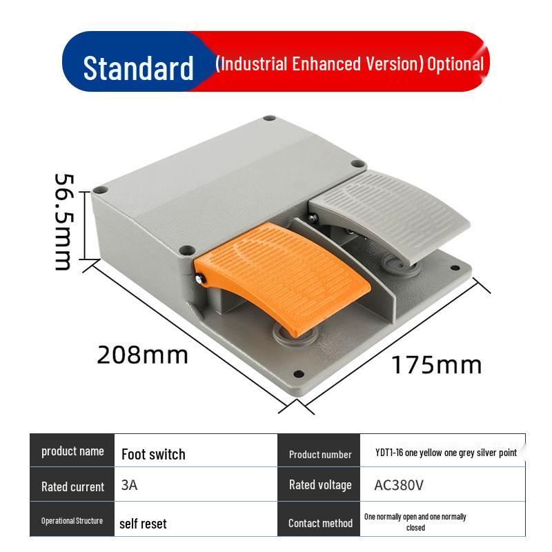 Self-Resetting TFS-201/EKW-B Foot Switch with Cable for Punch Press, 220V