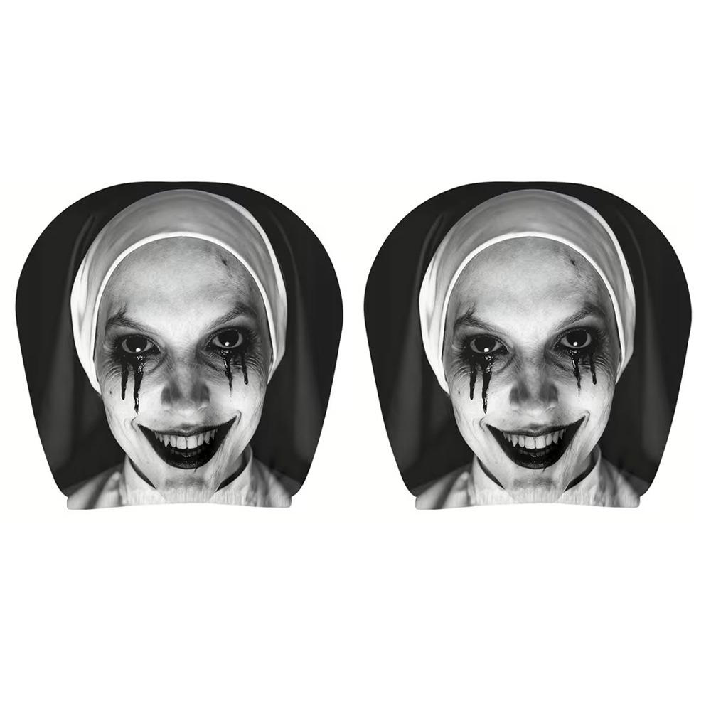 2Pcs Elastic Spooky Face Auto Headrest Sleeve Soft Comfortable Auto Headrest Wrap  Travel