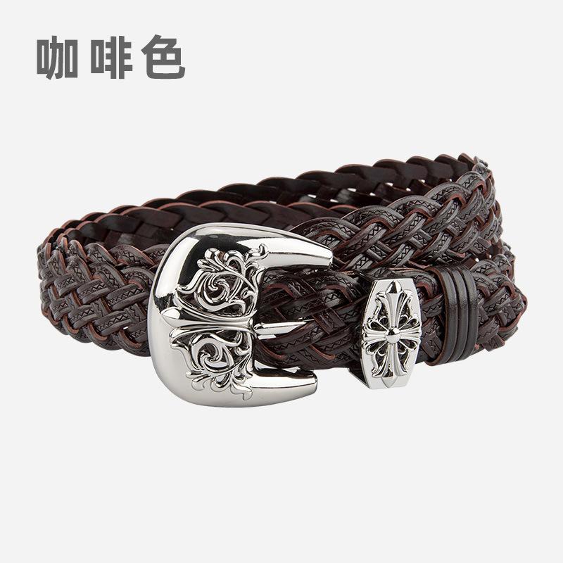 Belt Non-porous Woven Belt Vintage Women's Fashion Versatile Pin Buckle Belt