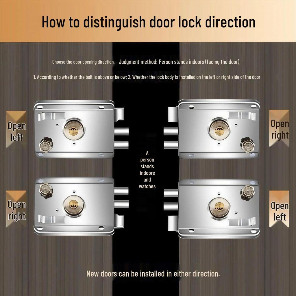 Universal Stainless Steel Anti-theft Door Lock for Bedroom, Dormitory, or Main Door
