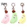 Macaron Color Banana Decor Cute Plush Keychain, Soft Stuffed Fruit Pendant Cartoon Doll with Embroidered Face, Bag Charm for Backpack Key Ring
