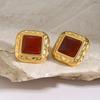 Geometric Elegant Earrings Stainless Steel Texture Ear Jewelry Fashion Square Ear Pin Suitable for Daily and Party Use
