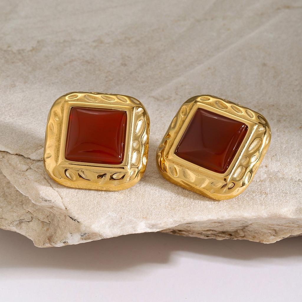 Geometric Elegant Earrings Stainless Steel Texture Ear Jewelry Fashion Square Ear Pin Suitable for Daily and Party Use