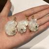 1Pc Natural Conch Shell Pendant Inlaid Stone Golden Plated Loop Charm for DIY Necklace Jewelry Making Supplies