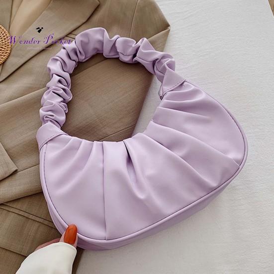 

Сумка через плечо плиссированная однотонная сумка из искусственной кожи с одной ручкой