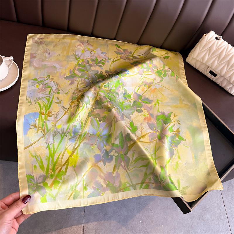 New Silk Scarf Neckerchief Women's Silk Square Scarf Luxury Summer Headband Lady Designer Silk Head Scarf Hair Band Tie Ribbon
