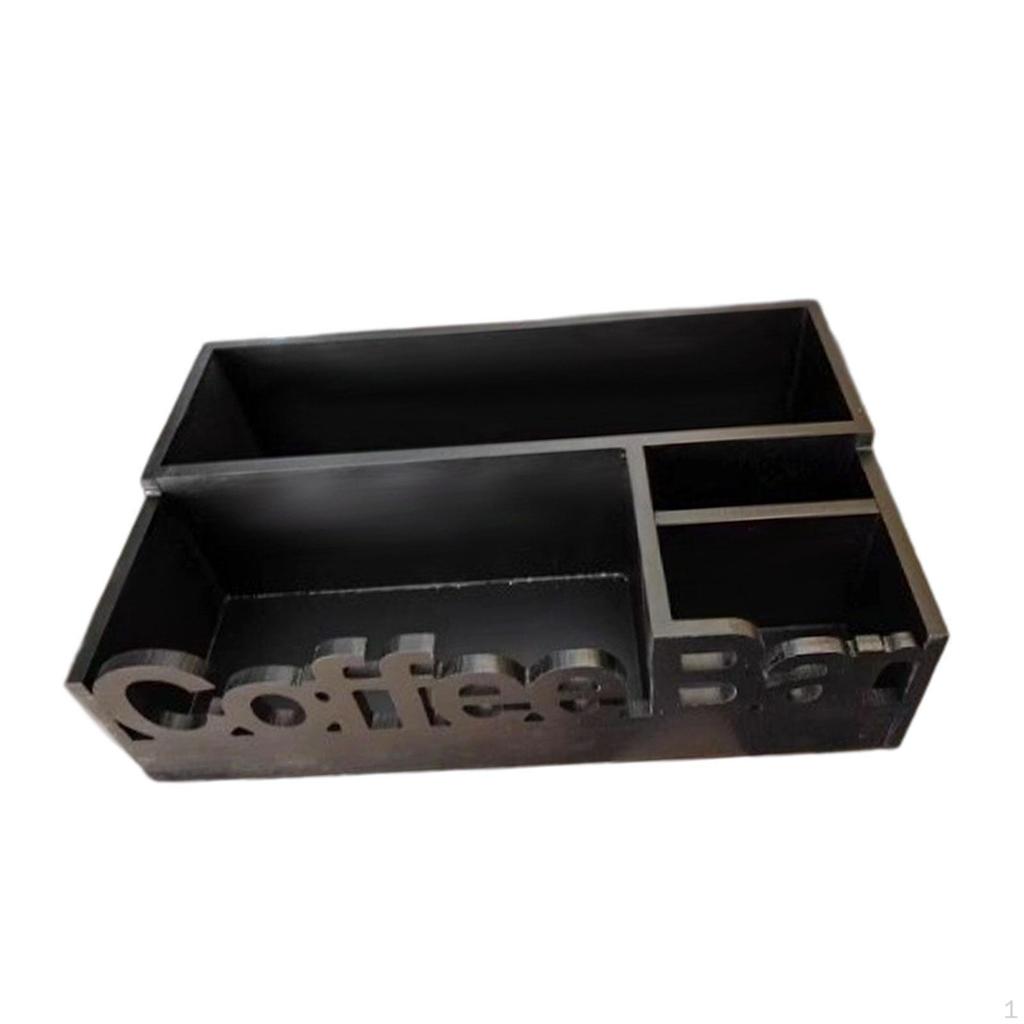 Coffee Bar Holder with Compartment, Functional Organizer for Tea Condiments in Kitchen or Lounge