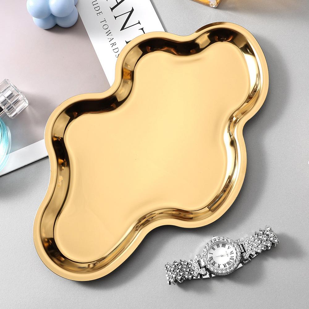 

Cloud Shaped Stainless Steel Perfume Trinket Catchalls Display Organizers Aesthetic Minimalist Bedroom Decor Storage Trays золотистый