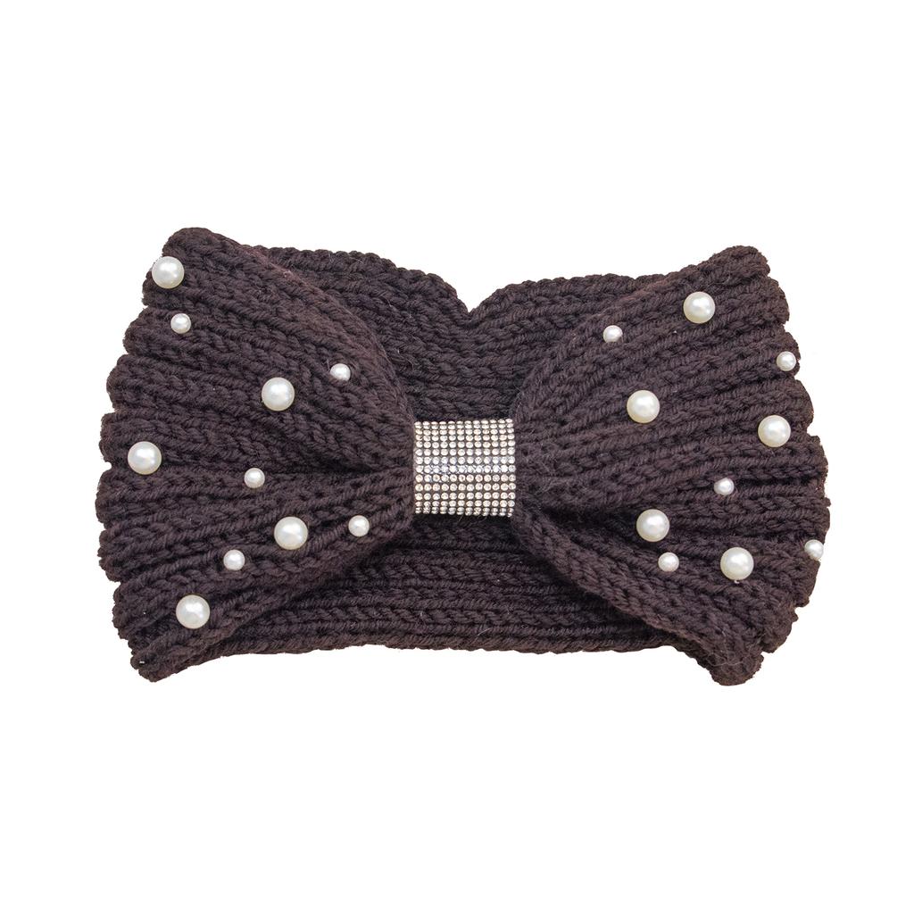 1PC Winter Pearl Headband for Women Wool Knitted Headbands New Cotton Headwear Elastic Hair Band Hair Accessories