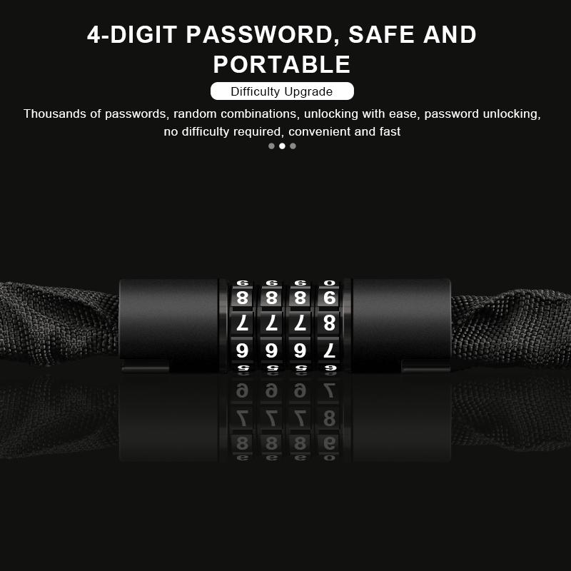 Bicycle Chain Lock Anti-Theft High Security Reinforced Bike Lock For Scooter Electric E-Bike Motorcycle Cycling Accessories