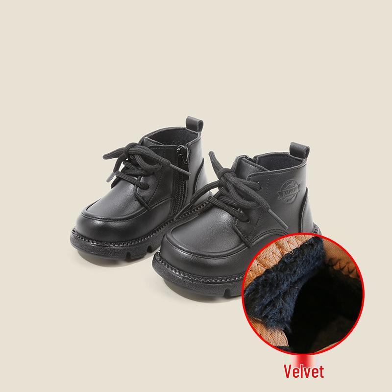 Fluffy Toddler Martin Boots - Yellow Cotton Leather Shoes for Baby Boys and Girls (Autumn/Winter)