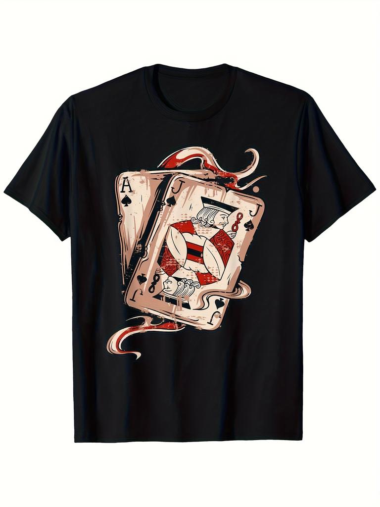 Blackjack T-Shirt - Playing Cards T-Shirt T-Shirt, Suitable for Unisex Personality Casual Round Neck