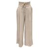 Women Pants High Waist Lace-up Casual Wide Leg Trousers with Pockets Pure Color Design Loose Fit Long Pants Daily
