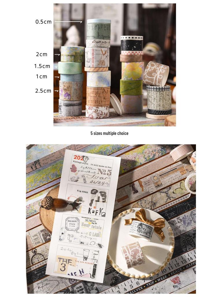 Retro Imprint Washi Tape Set: 20 Rolls, 6 Styles for Versatile Decoration