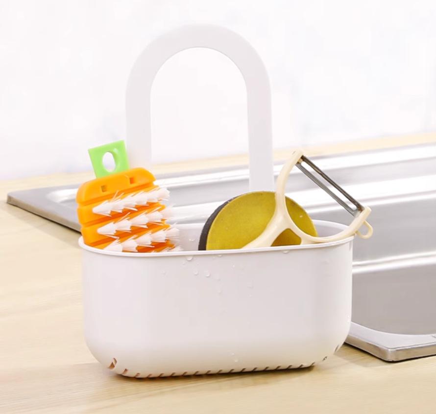 Kitchen Faucet Hanging Plastic Draining Basket, Sponge Storage, Dishcloth, Soap Draining Rack for Household Use