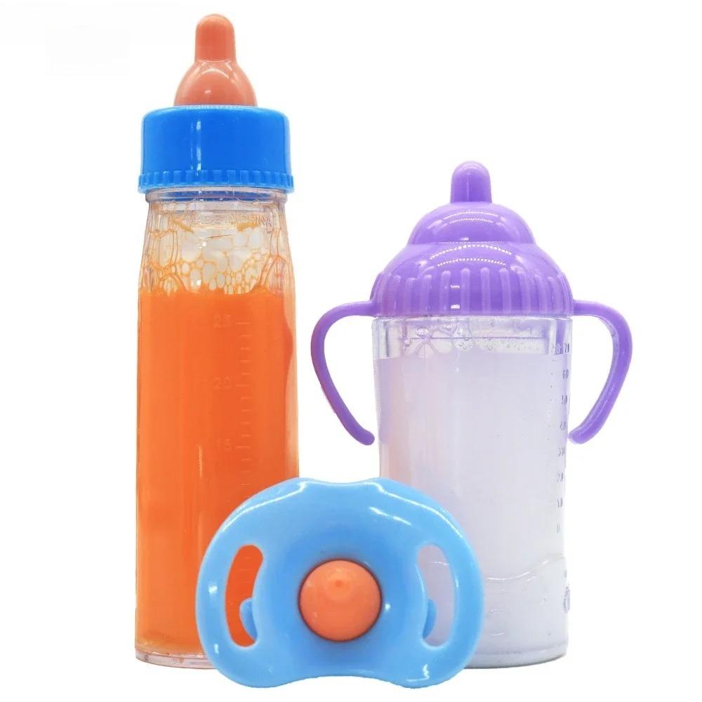 Velká sada lahviček na krmení pro panenky Baby Doll Hračka pro péči o miminka Kočárek 2ks Lahvičky na mléko a džus s dudákem pro panenky Baby