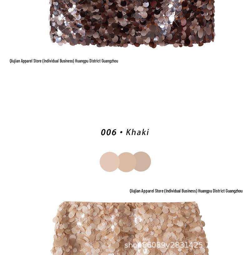 Elegant Blue Sequin High Waist Slimming Short Skirt