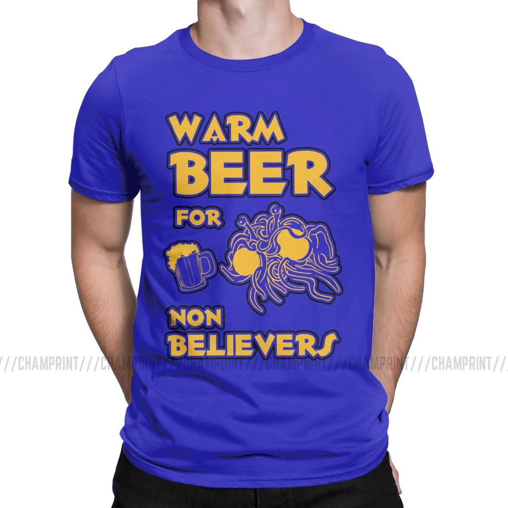 Warm Beer For Non Believers Pastafarian T Shirts Men Flying Spaghetti Monsterism Pastafarianism Fsm Religion Church
