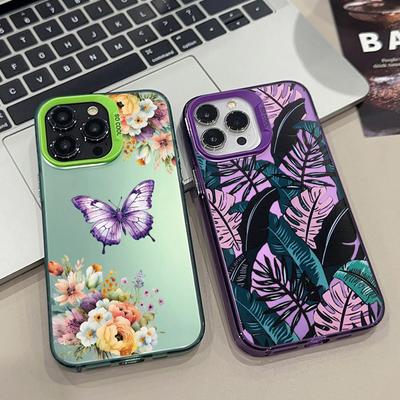 Schmetterling gemusterte Anti-Drop-Handyhülle für Samsung S24 S23 A55 A35 Xiaomi Redmi 13C Poco C65 iPhone Huawei Honor Stoßfeste Schutzhülle