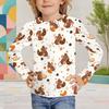 Girls Round Neck Long Sleeve T Shirt Cute Mouse Cookie Printed White Pullover